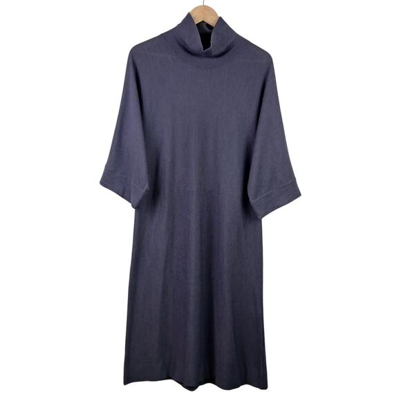 Eileen Fisher SZ M Extra Fine Merino Wool Sweater Dress Mock Neck Smoky Purple - Picture 4 of 7